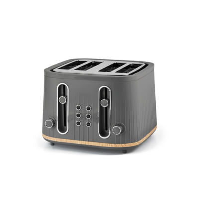 George Home Scandi 4-Slice Toaster Grey Kitchen Appliance