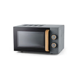George Home Manual Microwave Grey Scandi Wood Effect 17L