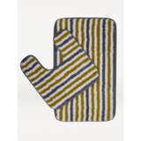 George Home Honey & Grey Stripe Microfibre Pedestal and Bath Mat Set - 45cm x 45cm & 75cm