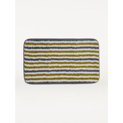 George Home honey grey stripe microfibre pedestal set with bath mat, UK version