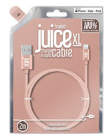 Juice Braided Lightning Cable Rose Gold Charging Cable 2m