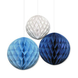 MAD blue tissue paper honeycombs 3-pack, imported from the UK