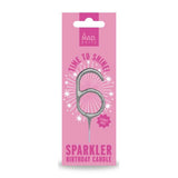 MAD number 6 silver sparkler with plastic holder, imported from the UK