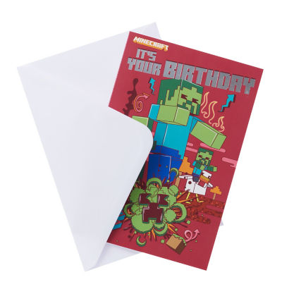 Minecraft birthday card 155x235mm, imported from the UK