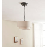 George Home Cream Two-Tier Faux Linen Easy-Fit Light Shade 31 x 31 x 16.5 cm