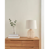 George Home Natural Rattan Table Lamp with Linen Shade, UK version