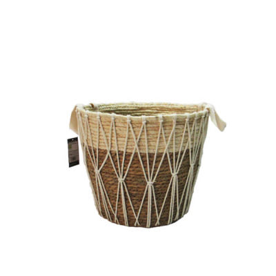 George Home natural woven fringed storage basket, UK version