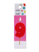 George Home Number Candle 9 Red Birthday Candle with Bamboo Stick 43x30x7mm