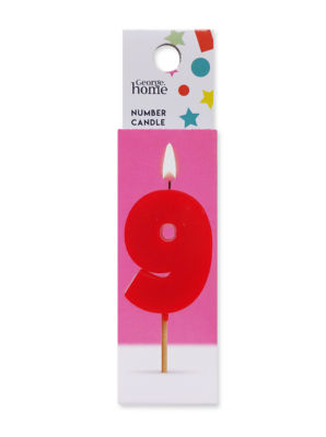 George Home red number nine candle 9 with bamboo stick, UK version