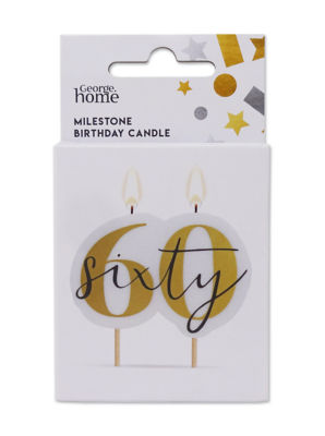 George Home 60th birthday number candle 70 x 50 x 7 mm, UK version