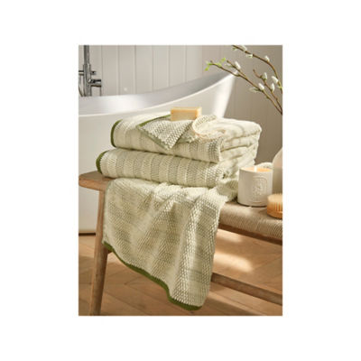 At Home with Stacey Solomon green textured two-tone bath sheet - British product