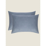 Blue Brushed Cotton Pillow Case Pair Plain 74x48cm