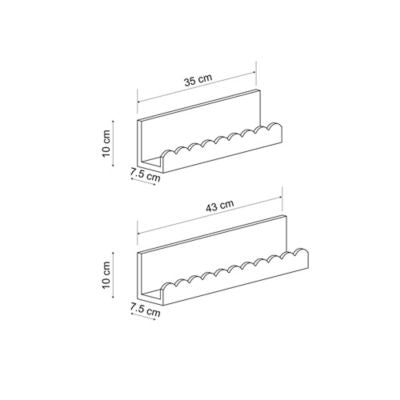 George Home white scalloped wall shelf set of 2, UK version