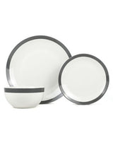 George Home Black & White Stripe Porcelain Dinner Set 12 Piece
