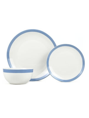 George Home white and blue stripe dinner set 12 piece, UK version