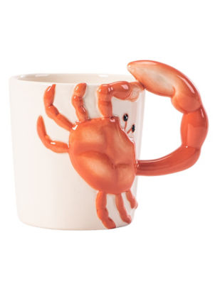 George Home white and orange crab-shaped ceramic mug, UK version