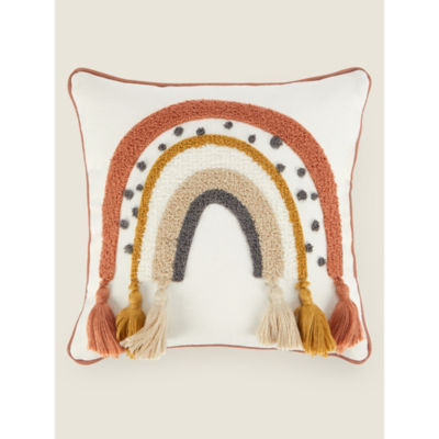 George Home Natural Tufted Rainbow Square Cushion 30x25x6cm