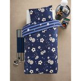 George Home Blue Football Microfibre Reversible Duvet Set Single