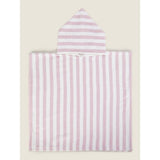George Home Pink Stripe Cotton Poncho Hooded Towel 57x108cm