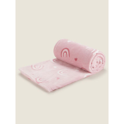 George Home pink heart rainbow fleece throw, UK version