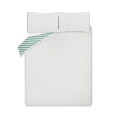 George Home green and white seersucker duvet set for double beds, UK version