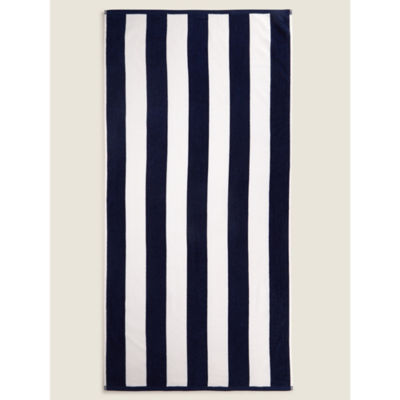 George Home Navy Stripe Beach Towel 79x152cm