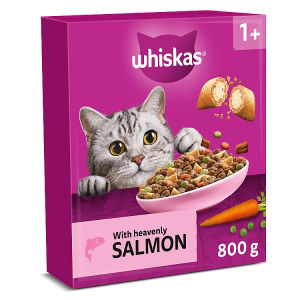 Whiskas 1+ Dry Salmon Cat Food 800g (British brand)