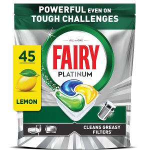 Fairy Platinum lemon dishwasher tablets 45 capsules - British product