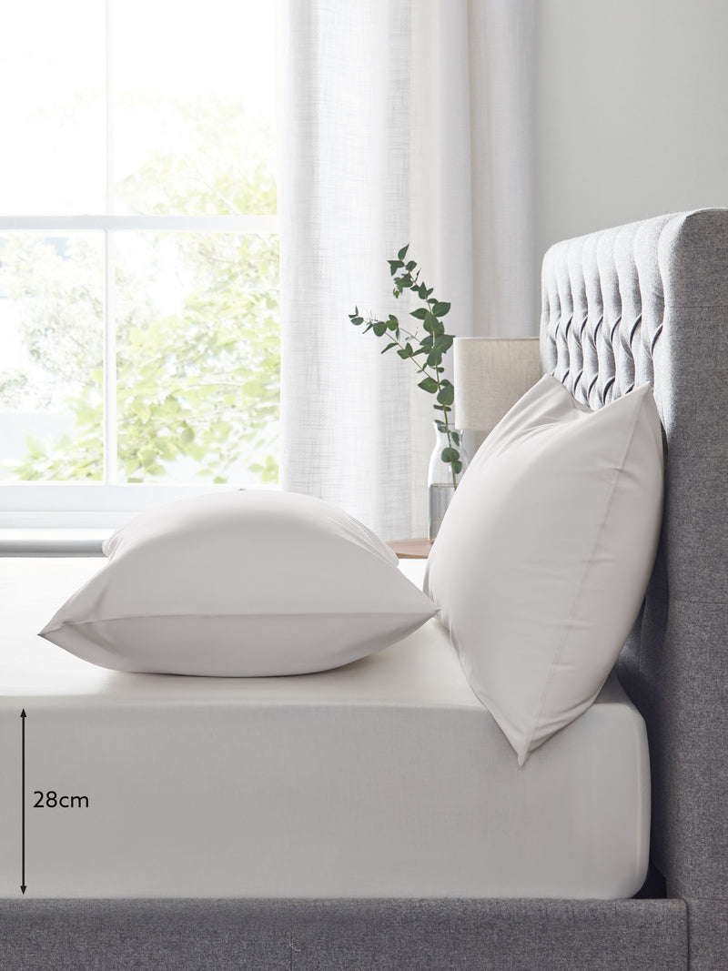 Natural easy-care polycotton fitted sheet, imported from the UK