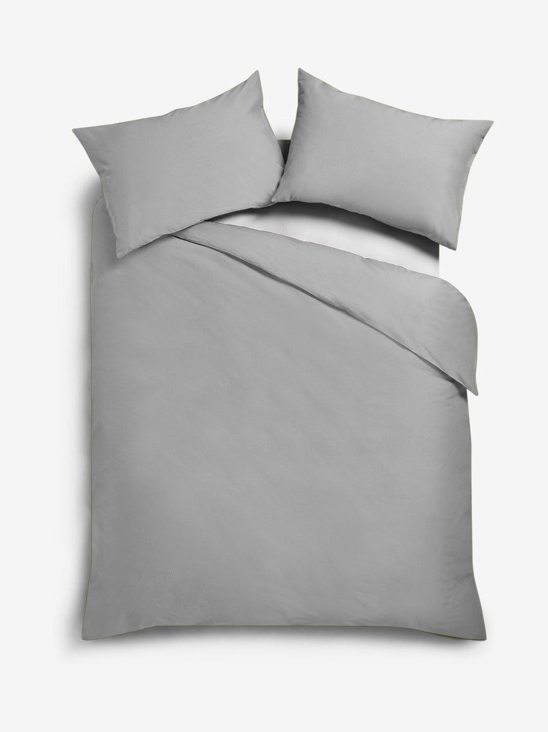 Grey mid cotton rich plain duvet cover and pillowcase set, UK version