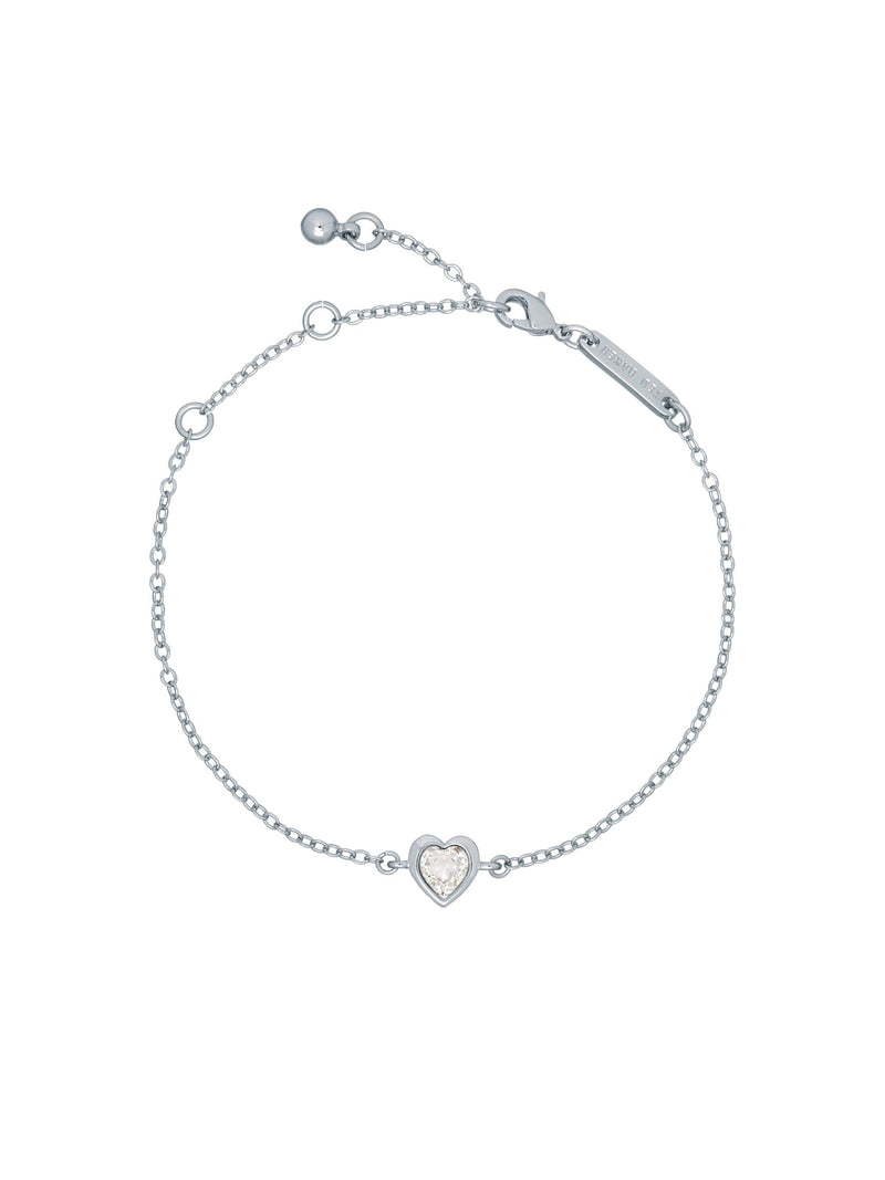 Ted Baker Silver Tone, Clear Crystal HANSAA: Heart Adjustable Bracelet