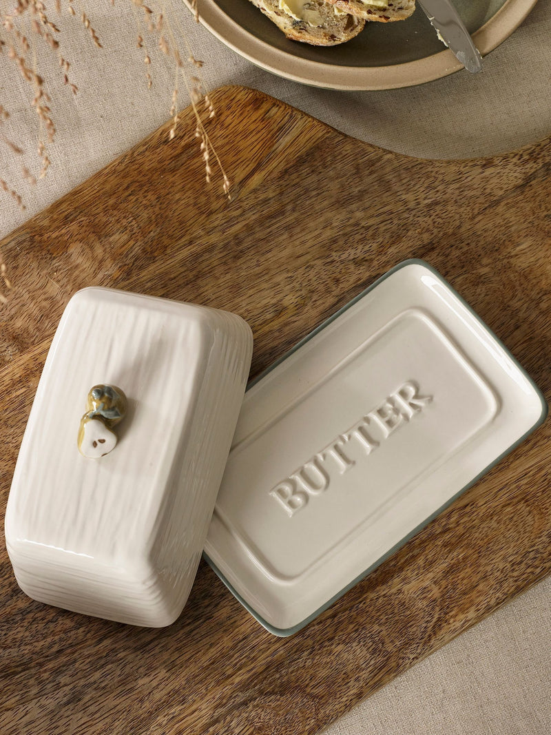 White pear butter dish 18.5cm height (British brand)