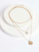 Gold Tone Floral 3 Row Necklace