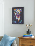 Navy Small Charlie Cockapoo dog canvas wall art, imported from the UK