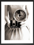 Brookpace Camera Girl black and white print in glass frame 86x66cm - British product