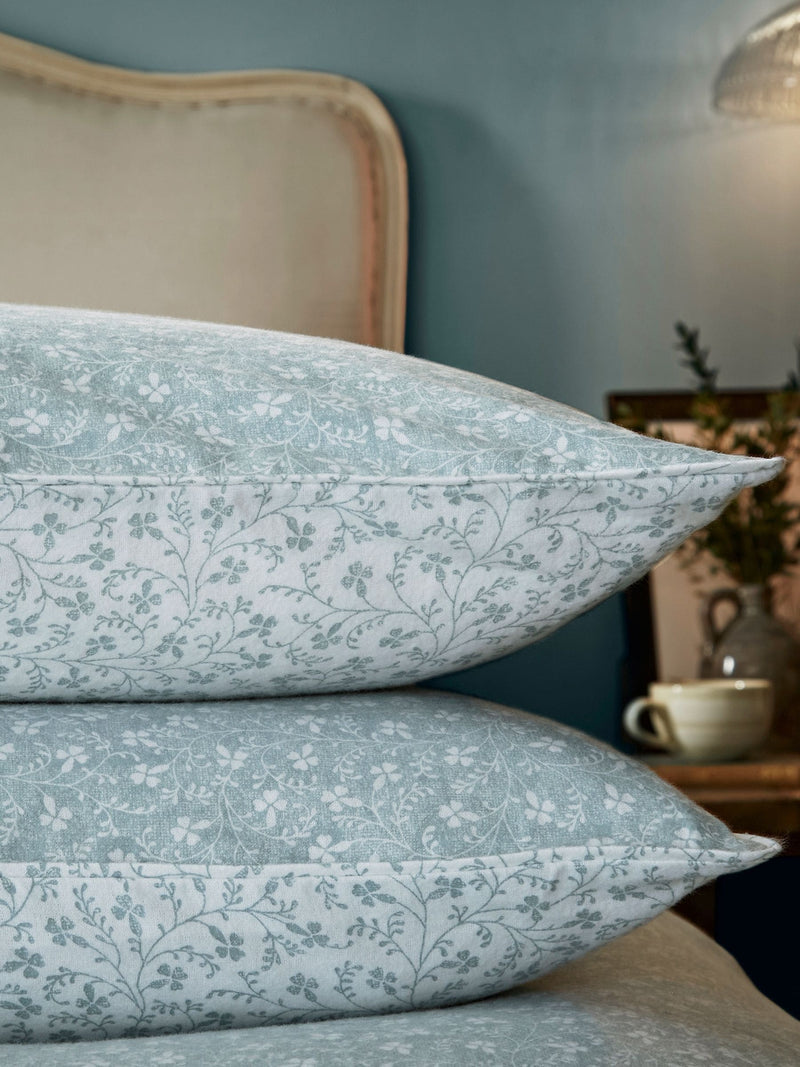 Laura Ashley Blue Pale Seaspray Brushed 100% Cotton Campion Duvet Cover and Pillowcase Set