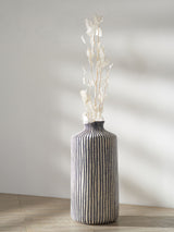 Pacific Blue/White Bude Stripe Decorative Stoneware Vase 36cm Height