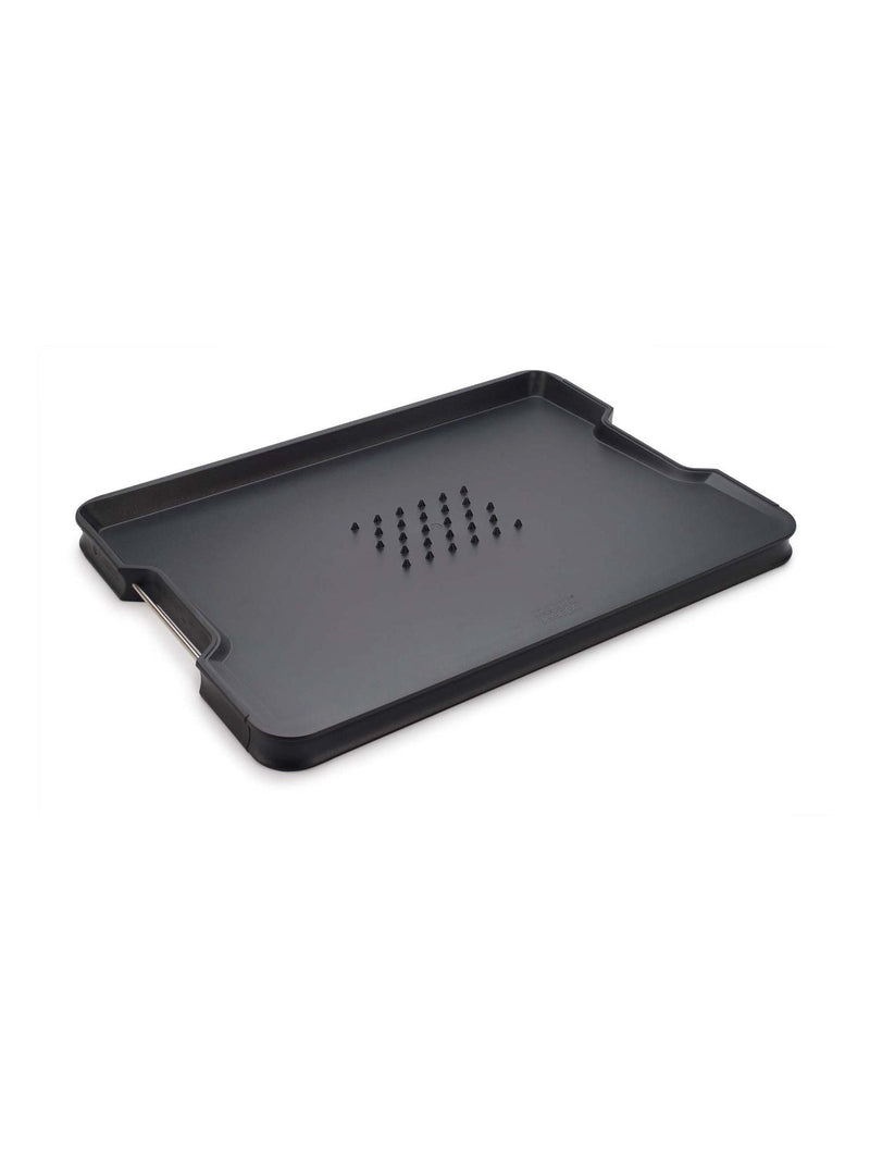 Joseph Joseph Black Cut&Carve Plus multi-function large chopping board, UK version