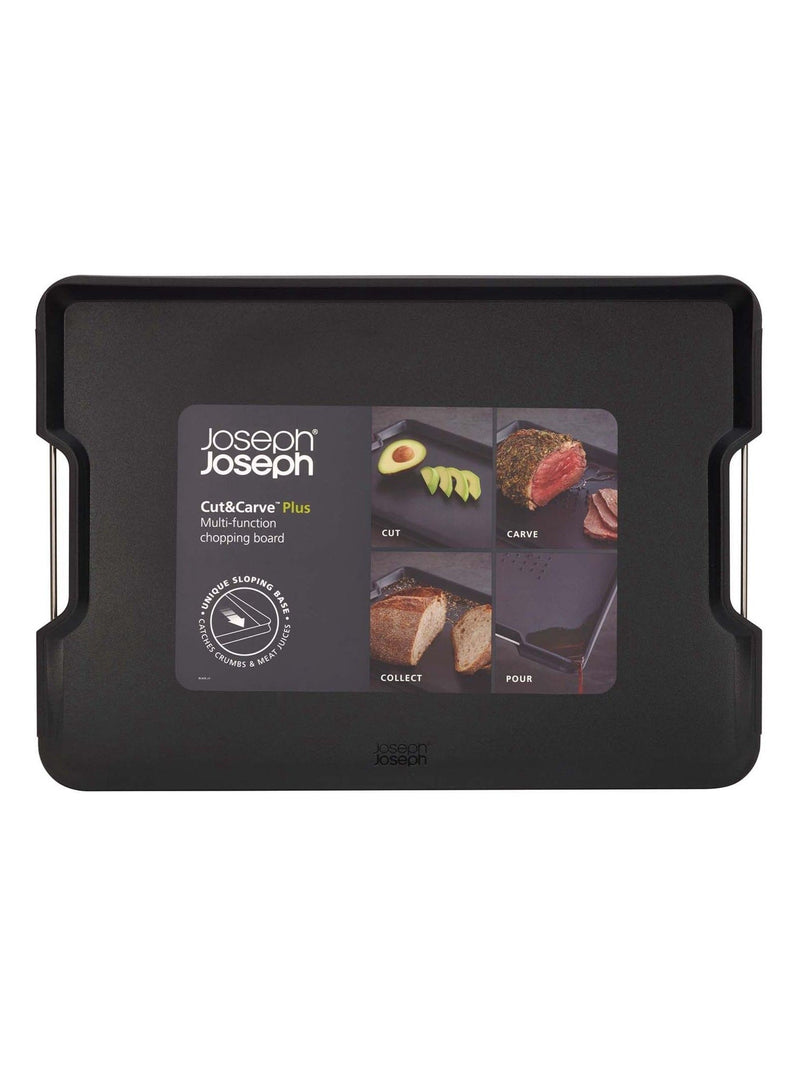 Joseph Joseph Black Cut&Carve Plus multi-function large chopping board, UK version