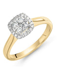 Beaverbrooks 9ct Gold Diamond Cluster Ring 2mm width - British product