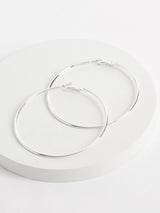 Silver Tone Oversized Hoop Earrings