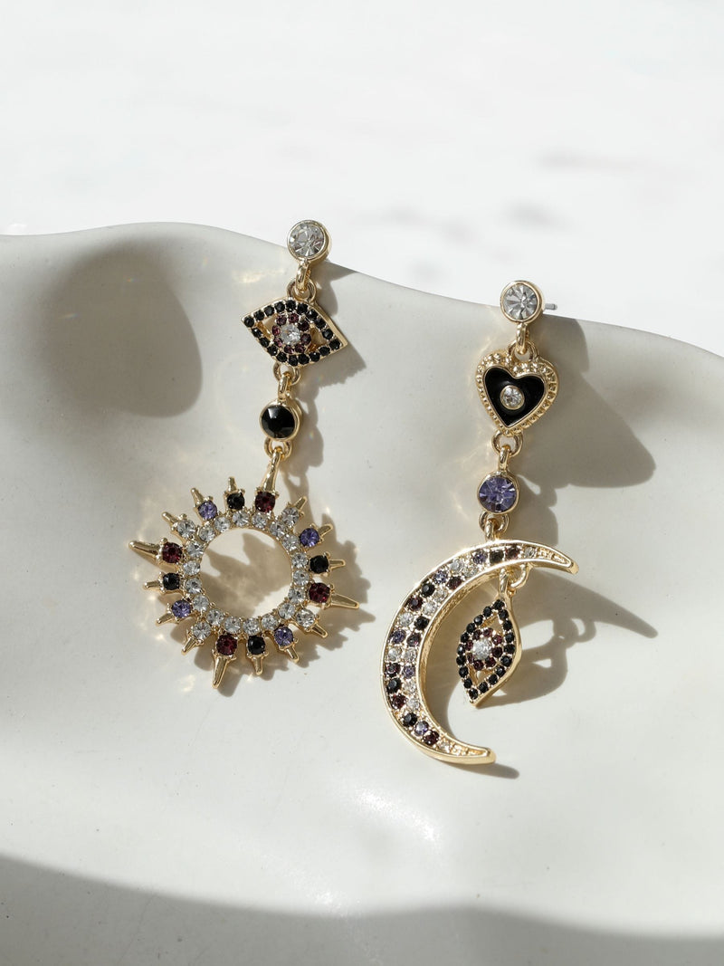 Mood Multi Colour Crystal Mismatch Celestial Earrings imported from the UK