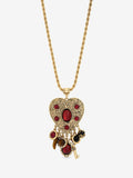 Gold Plated Red Resin Heart Charm Necklace with 30 Inch Chain