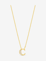 Inicio Gold Tone Mother of Pearl C Initial Pendant Necklace with 17 Chain
