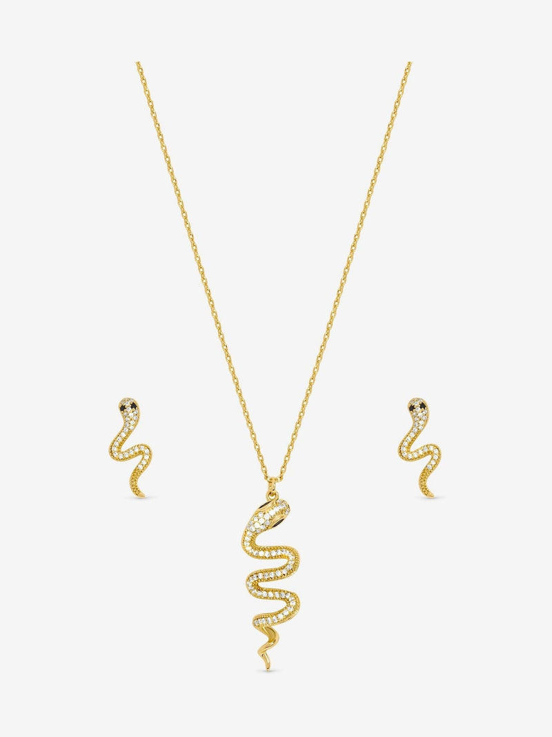 Inicio gold cubic zirconia snake jewelry set, UK version