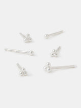 Accessorize 925 Sterling Silver 3-Pack Ball Stud Earrings
