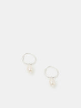 Accessorize 925 Sterling Silver Pearl Hoop Earrings