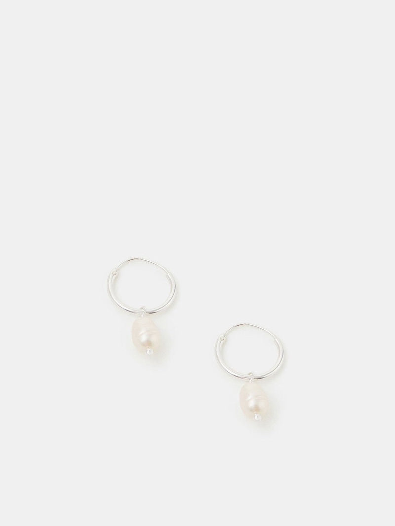 Accessorize sterling silver pearl hoop earrings - British product