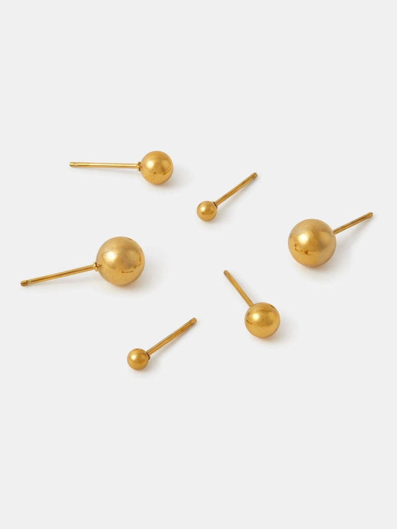 Accessorize gold stud earrings 3-pack - British product
