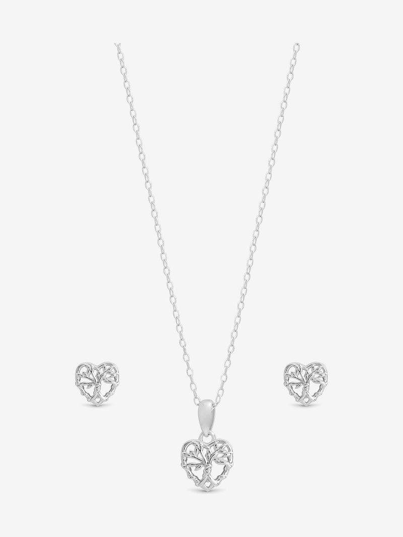 Polished Sterling Silver Cubic Zirconia Cross Set with Gift Box